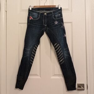 Italy Animo Breeches Ladies 8/M Rare Star Studded Riding Pants Knee Grip Patch